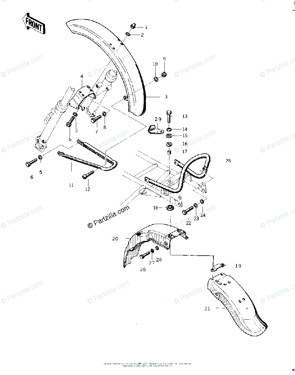 1976 Kz400 Wiring Diagram Kawasaki Motorcycle 1975 Oem Parts Diagram for Fenders 76 77 1976 Kz400 Wiring Diagram Kawasaki Motorcycle 1975 Oem Parts Diagram for Fenders 76 77