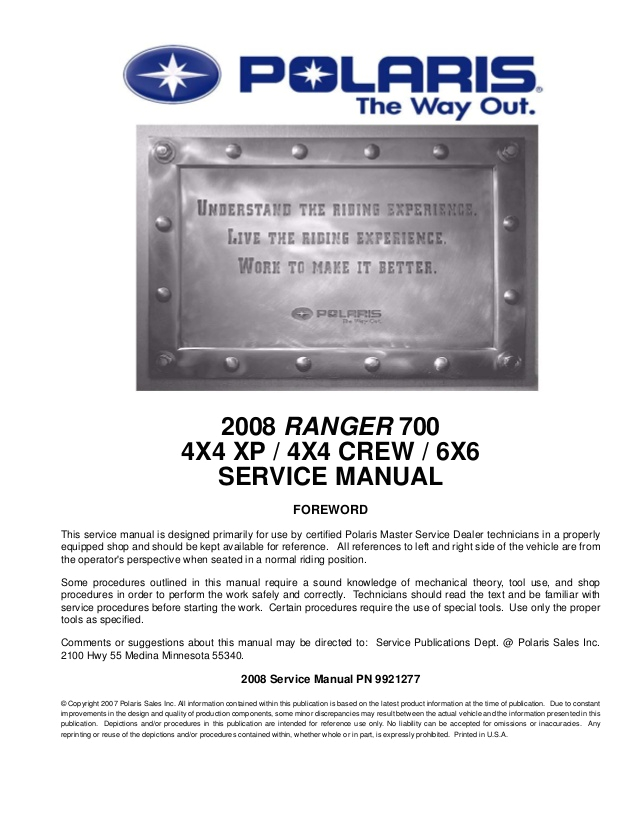 2007 Polaris Ranger 700 Xp Wiring Diagram 2008 Polaris Ranger 4×4 700 Efi Service Repair Manual