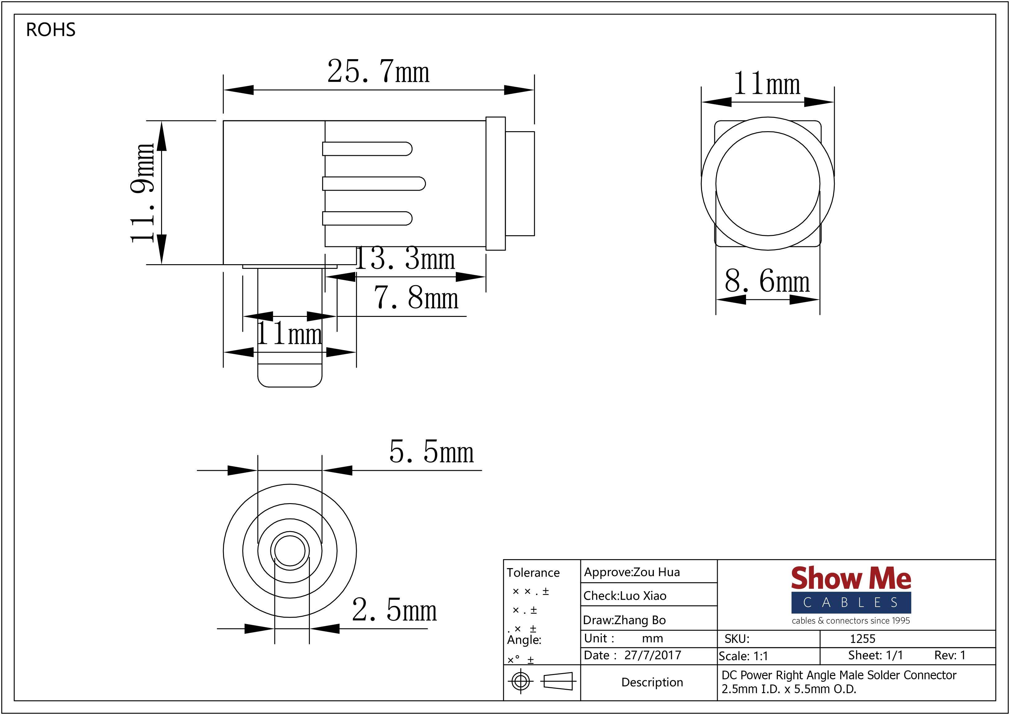 3.5mm Jack Wiring Diagram 2 5mm Id 5 5mm Od Power Connector Showmecables Com