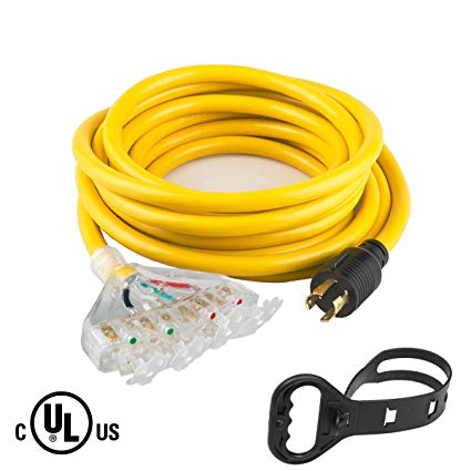 3 Prong Extension Cord Wiring Diagram Yodotek 25 Feet Heavy Duty Generator Extension Cord Generator Locking Cord Nema L14 30p Four 5 20r 4 Prong 10 Gauge Flexible Generator