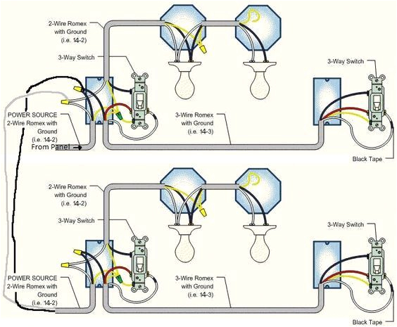 3 Ways Switch Wiring Diagram 2 Way Switch with Lights Wiring Diagram Electrical In 2019 Home