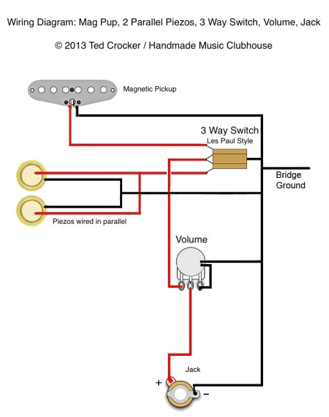 3 Wire Humbucker Wire Diagram Ted Crocker Wiring Diagram 1 Single Coil 2 Piezo 1 Vol 3 Way