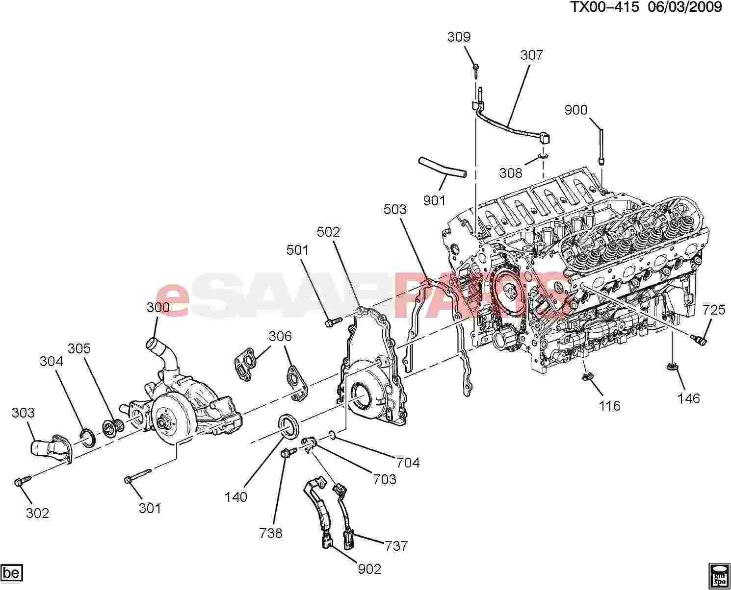 5.3 Vortec Wiring Diagram Esaabparts Com Saab 9 7x Engine Parts Engine Internal 5 3m