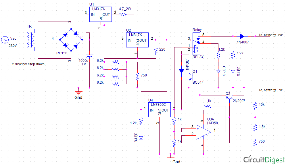 Automatic Charging Relay Wiring Diagram Float Charger Circuit Diagram for 12v Sla Battery