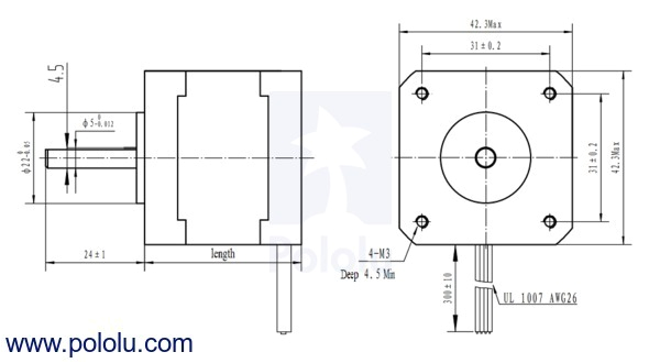 Bipolar Stepper Motor Wiring Diagram Pololu Stepper Motor Unipolar Bipolar 200 Steps Rev 42a 48mm 4v Bipolar Stepper Motor Wiring Diagram Pololu Stepper Motor Unipolar Bipolar 200 Steps Rev 42a 48mm 4v