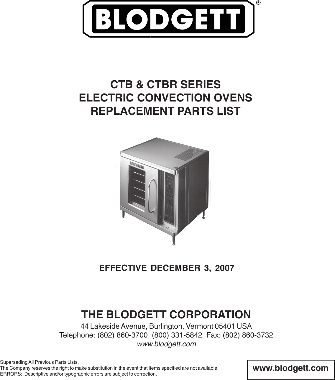 Blodgett Ctb 1 Wiring Diagram Blodgett Ctb Users Manual Parts