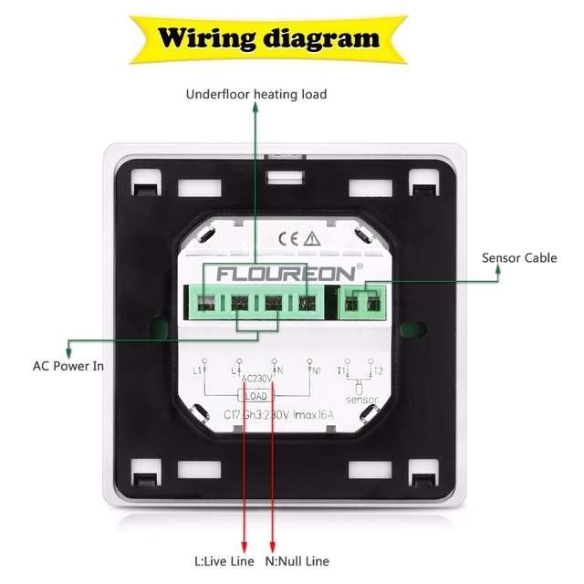 C17 thermostat Wiring Diagram Floureon byc17gh3 Lcd touch Screen Room Underfloor Heating C17 thermostat Wiring Diagram Floureon byc17gh3 Lcd touch Screen Room Underfloor Heating