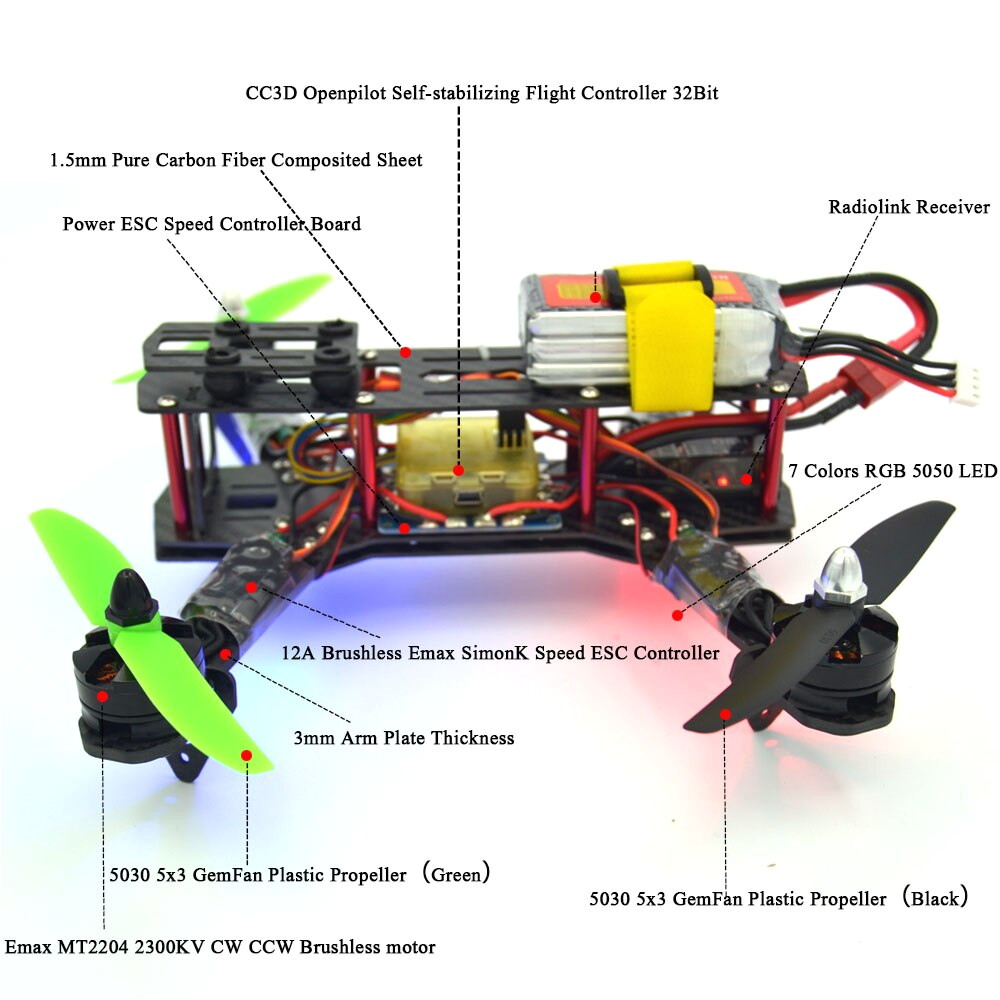 Cc3d Flight Controller Wiring Diagram Simonk 12a Esc Mt2204 2300kv Motor Lhi Qav 250mm Quadcopter Frame Cc3d Flight Controller Wiring Diagram Simonk 12a Esc Mt2204 2300kv Motor Lhi Qav 250mm Quadcopter Frame