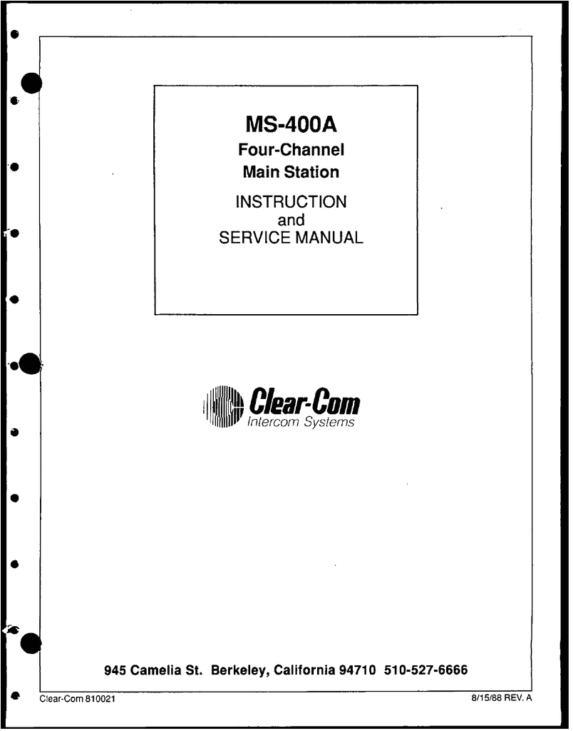 Clear Com Headset Wiring Diagram Clear Com Ms 400a Manual Clear Com Headset Wiring Diagram Clear Com Ms 400a Manual
