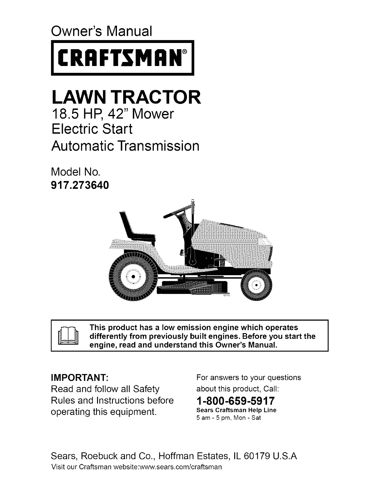 Craftsman Lawn Mower Model 917 Wiring Diagram Craftsman 917273640 User Manual Lawn Tractor Manuals and Guides L0409416 Craftsman Lawn Mower Model 917 Wiring Diagram Craftsman 917273640 User Manual Lawn Tractor Manuals and Guides L0409416