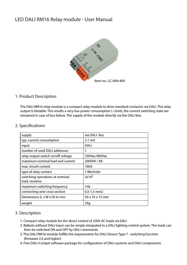 Dali Ballast Wiring Diagram Lc 004 400 User Manual Dali Rm16 Relay Module Indd Manualzz Com