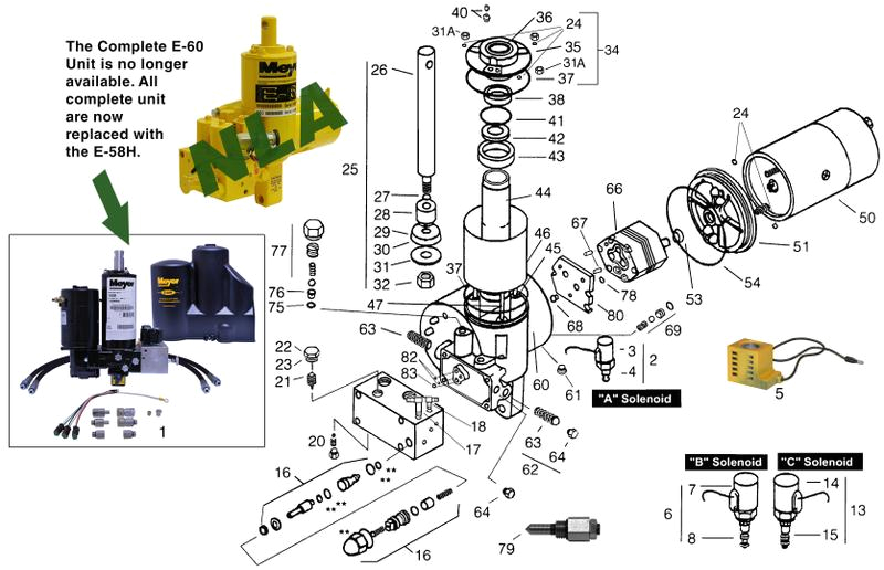 Diamond Snow Plow Wiring Diagrams E 60 E 60h Pump Parts Meyer Snow Plows Mill Supply Inc