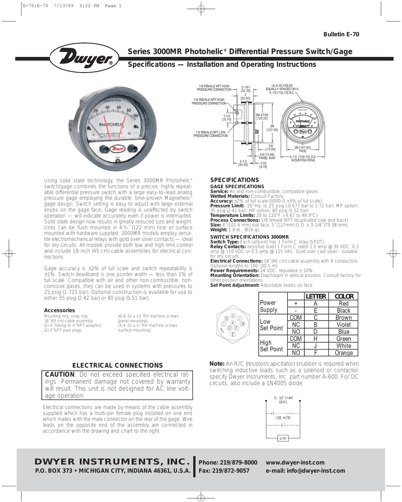 Dwyer Photohelic Wiring Diagram 3000mr Photohelic Dwyer Instruments Dwyer Photohelic Wiring Diagram 3000mr Photohelic Dwyer Instruments