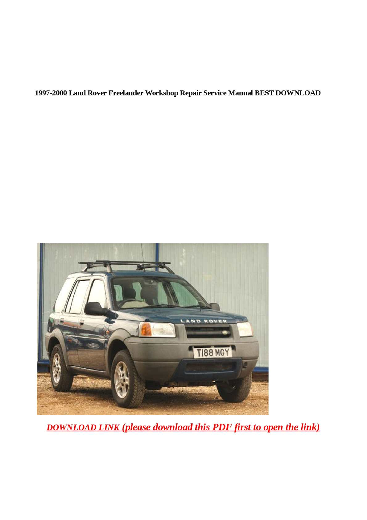 Freelander Wiring Diagram Pdf Calameo 1997 2000 Land Rover Freelander Workshop Repair Service Freelander Wiring Diagram Pdf Calameo 1997 2000 Land Rover Freelander Workshop Repair Service