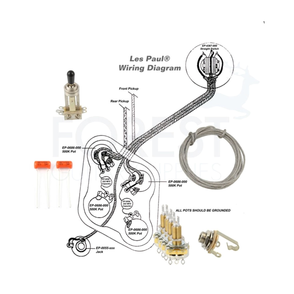 Gibson Les Paul Wiring Diagram Wiring Kit for Gibsona Les Paul Guitarsa Switchcraft Cts Sprage