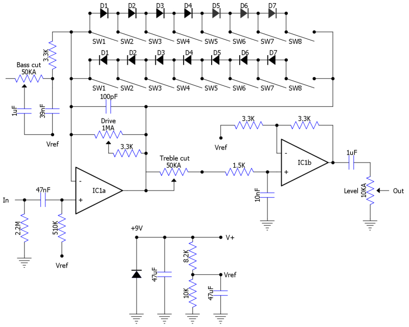 Guitar Pedal Wiring Diagram Diy Distortion Schematic Wiring Diagram Show