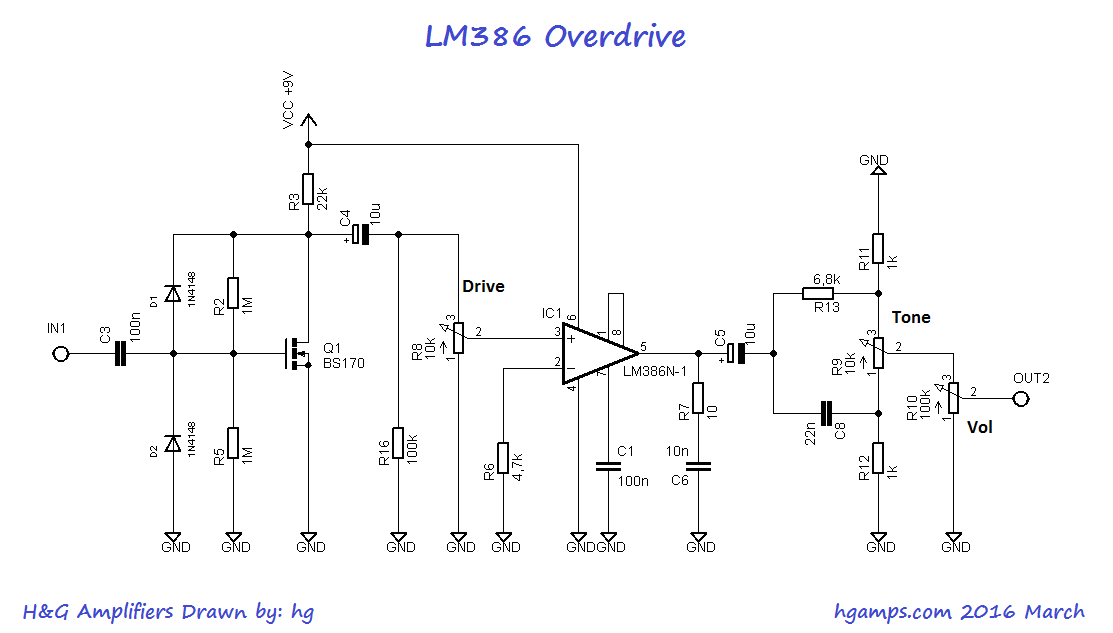 Guitar Pedal Wiring Diagram the Lm386 Overdrive Effect the Popular Audio Amplifier Chip as