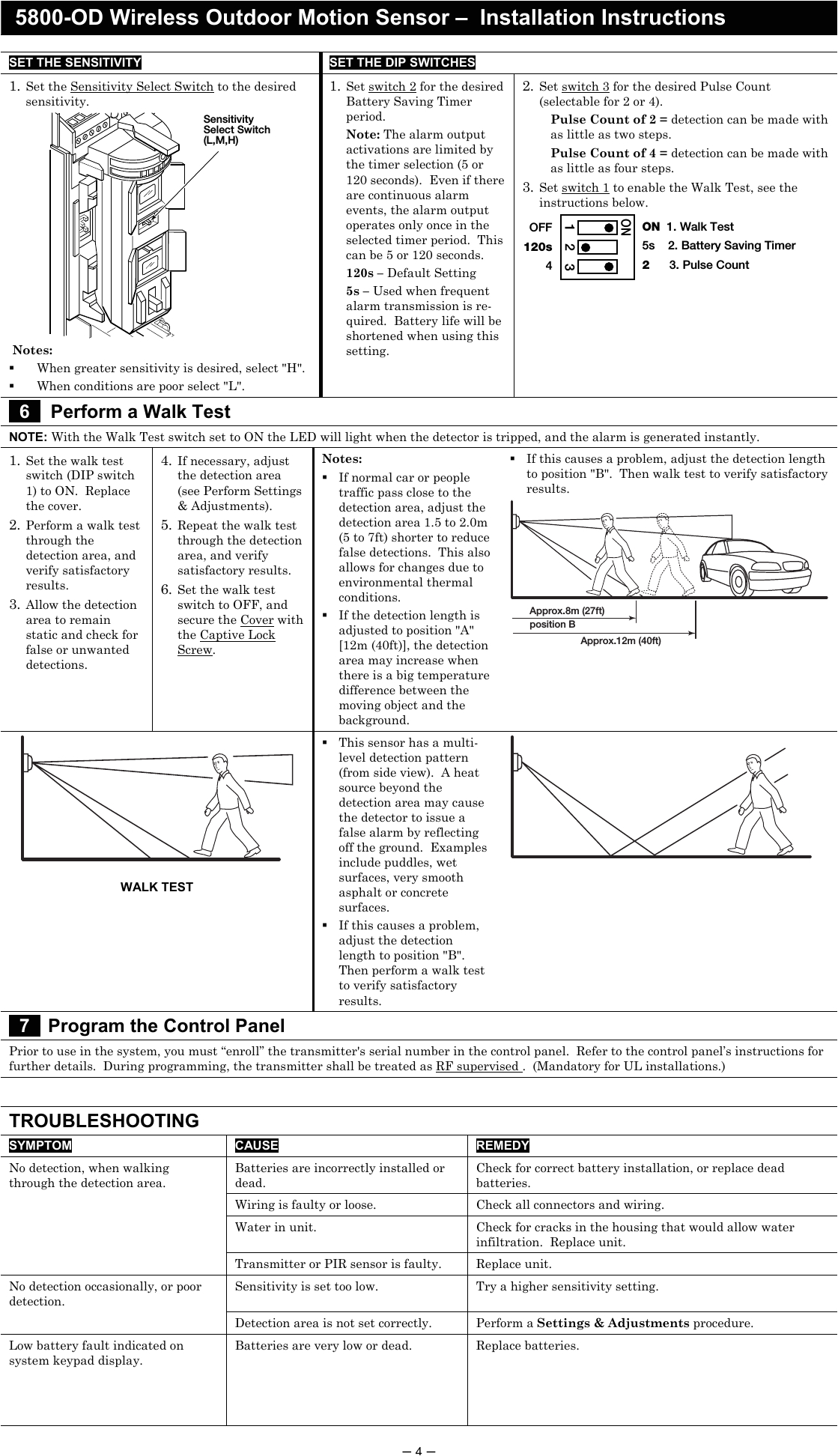 Honeywell Pir Sensor Wiring Diagram 8dl5800pir Od Security Transmitter User Manual 5890 Od Wireless