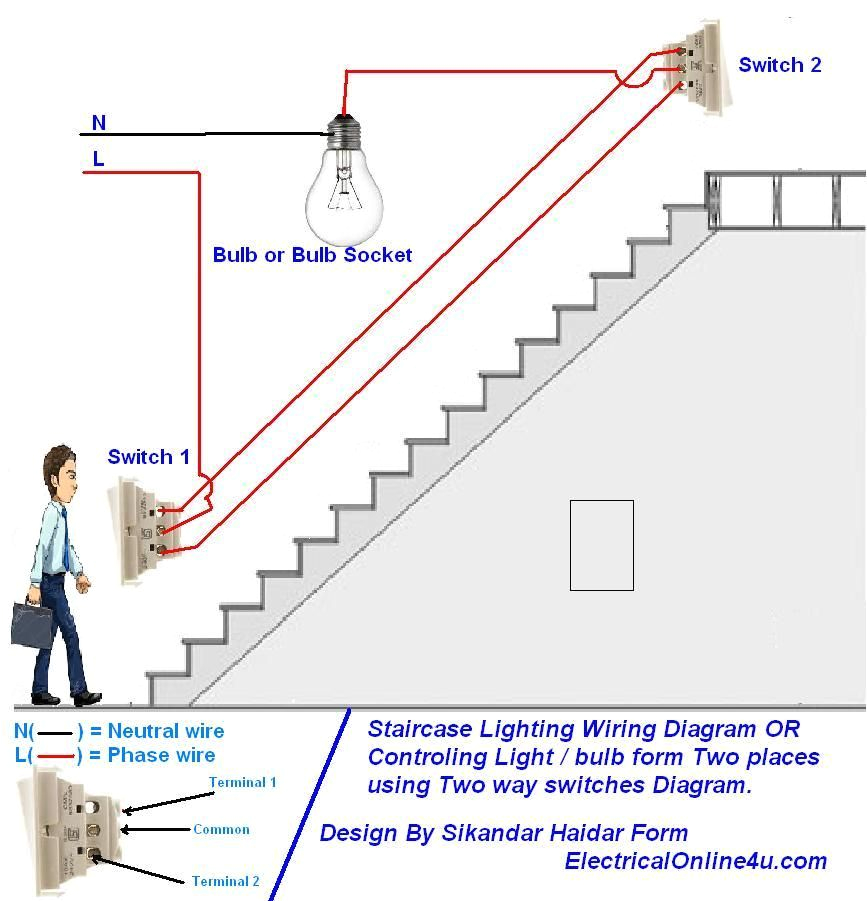 How to Wire A Two Way Light Switch Diagram Wiring Diagram Of Staircase Lighting Wiring Diagram Rules