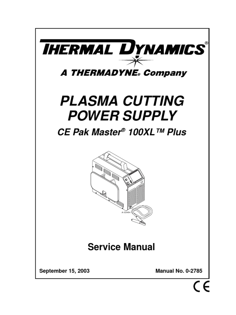 Hypertherm Powermax 1650 Wiring Diagram thermal Dynamics Pakmaster 100 Xl Plus Service Manual