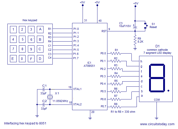 Keyboard Wiring Diagram Interfacing Hex Keypad to 8051 Circuit Diagram and assembly Program Keyboard Wiring Diagram Interfacing Hex Keypad to 8051 Circuit Diagram and assembly Program