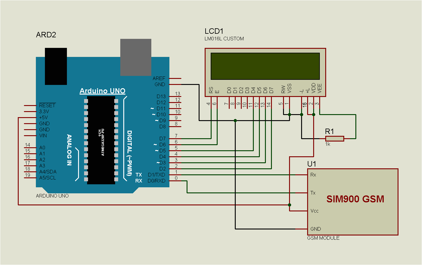 Lcd Display Wiring Diagram Wireless Notice Board Project Using Arduino