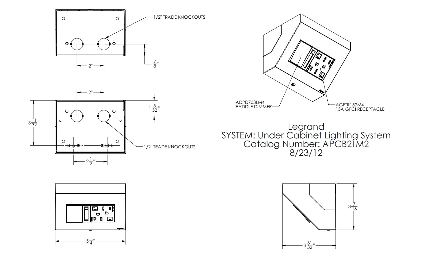 Legrand Adorne Wiring Diagram Legrand Adorne Apcb6 Under Cabinet Box with Paddle Dimmer and 15a