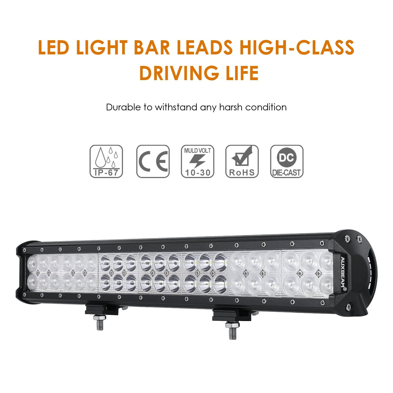 Light Bar Wiring Diagram High Beam Amazon Com Auxbeam 20 Inch Led Light Bar 126w Light Bar with 42pcs