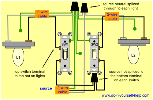 Light Switch Wiring Diagram 2 Switches 2 Lights Lights In Parallel Wiring Diagram Residential Wiring Diagram