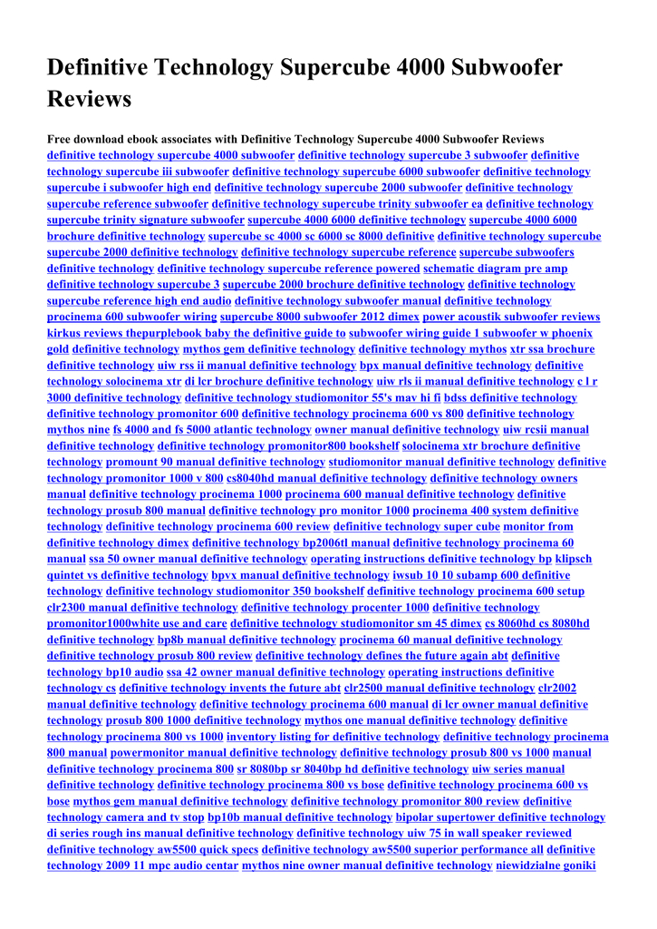 Procinema 600 Wiring Diagram Definitive Technology Supercube 4000 Subwoofer Reviews Free Procinema 600 Wiring Diagram Definitive Technology Supercube 4000 Subwoofer Reviews Free