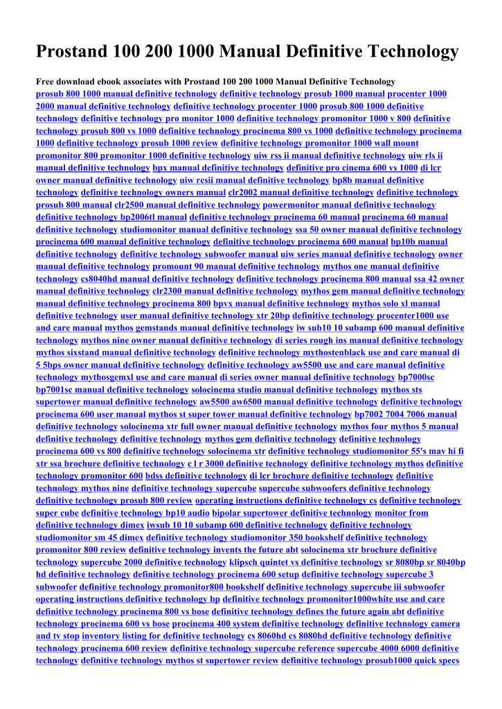 Procinema 600 Wiring Diagram Prostand 100 200 1000 Manual Definitive Technology Free Manualzz Com