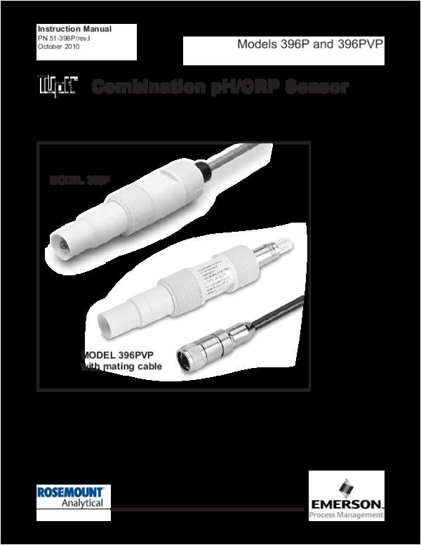 Rosemount Ph Probe Wiring Diagram Combination Ph orp Sensor Instruction Manual Model 396p Model 396pvp Rosemount Ph Probe Wiring Diagram Combination Ph orp Sensor Instruction Manual Model 396p Model 396pvp