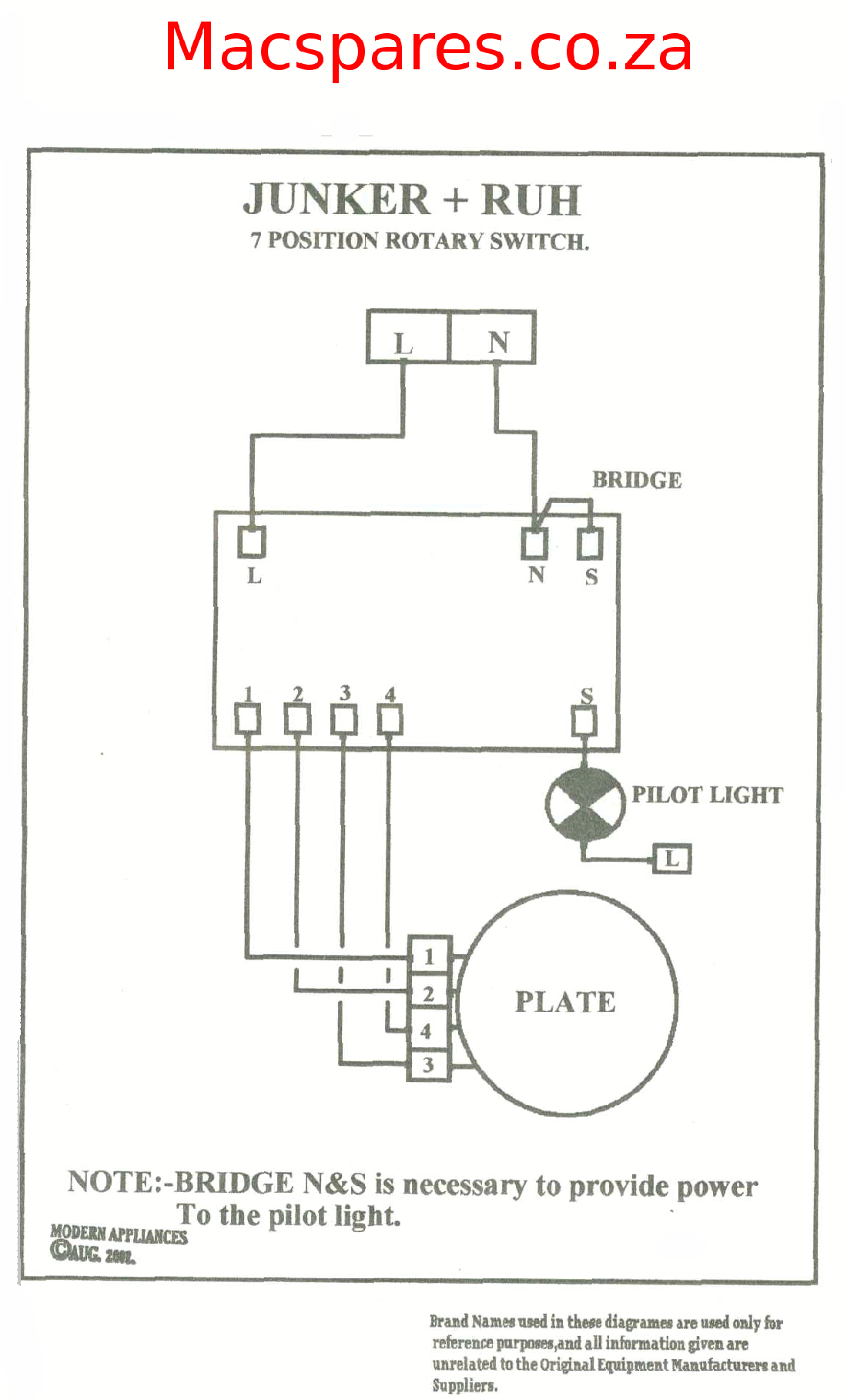 Rotary isolator Switch Wiring Diagram Wiring Diagrams Stoves Switches and thermostats Macspares