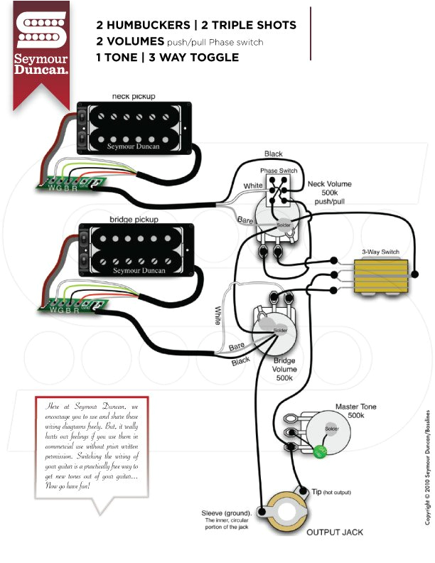 Seymour Duncan Wiring Diagrams P Rail Set with Triple Shot Neck Out Of Phase with Push Pull Pot Seymour Duncan Wiring Diagrams P Rail Set with Triple Shot Neck Out Of Phase with Push Pull Pot
