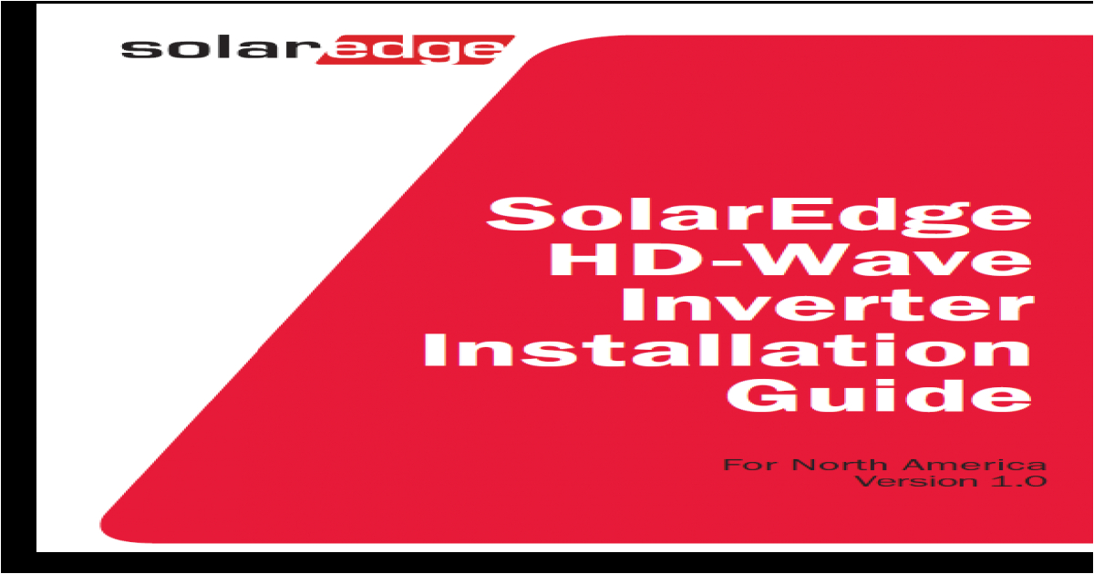 Solaredge Wiring Diagram Hd Wave Inverter Installation Guide Na solaredge Inverter Must Be Solaredge Wiring Diagram Hd Wave Inverter Installation Guide Na solaredge Inverter Must Be