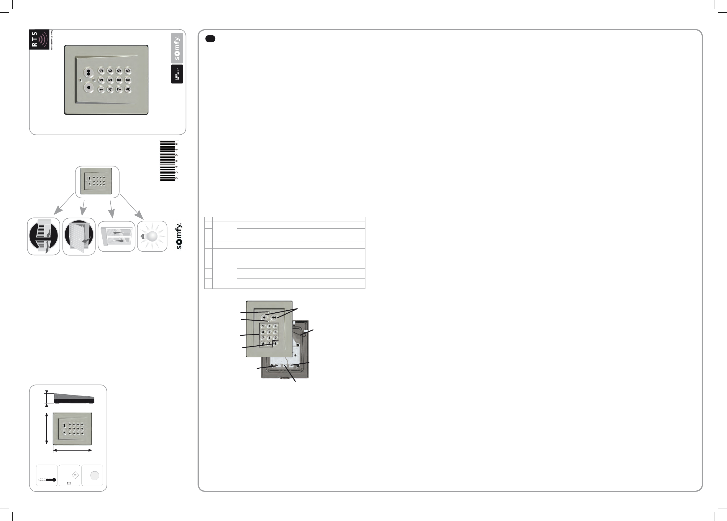 Somfy Motors Wiring Diagram Bedienungsanleitung somfy Keypad Metal Rts Seite 1 Von 4 Deutsch Somfy Motors Wiring Diagram Bedienungsanleitung somfy Keypad Metal Rts Seite 1 Von 4 Deutsch