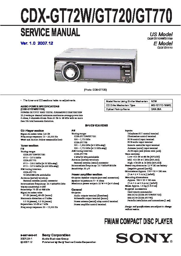 Sony Cdx Gt930ui Wiring Diagram sony Car Audio Service Manuals Page 13