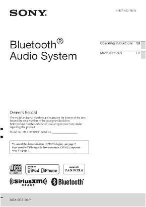 Sony Mex Bt3000p Wiring Diagram Mex Bt3100 Manual