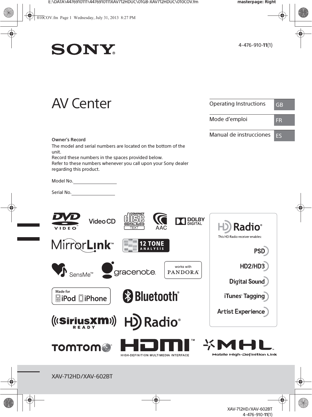 Sony Xav 602bt Wiring Diagram sony Xav602bt Av Center User Manual Xav 712hd Xav 602bt Sony Xav 602bt Wiring Diagram sony Xav602bt Av Center User Manual Xav 712hd Xav 602bt