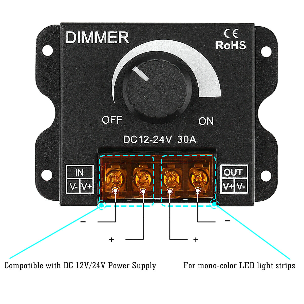 Supernight Voltage Regulator Wiring Diagram Supernighta Pwm 0 100 Brightness Knob On Off 30a Dimmer for Led