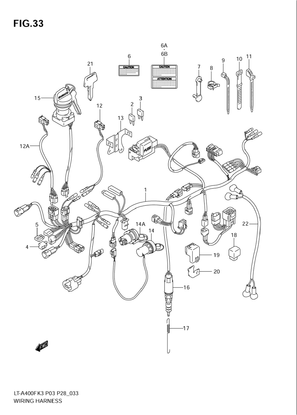 Suzuki Eiger Wiring Diagram 2005 Suzuki Eiger Auto 4wd Lt A400f Wiring Harness Parts
