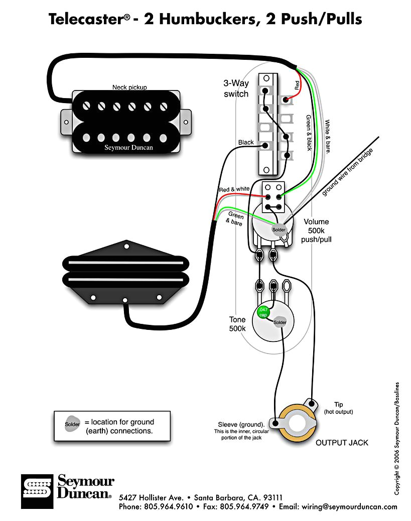 Telecaster Wiring Diagram 3 Way Tele Wiring Diagram 2 Humbuckers 2 Push Pulls Telecaster Build Telecaster Wiring Diagram 3 Way Tele Wiring Diagram 2 Humbuckers 2 Push Pulls Telecaster Build