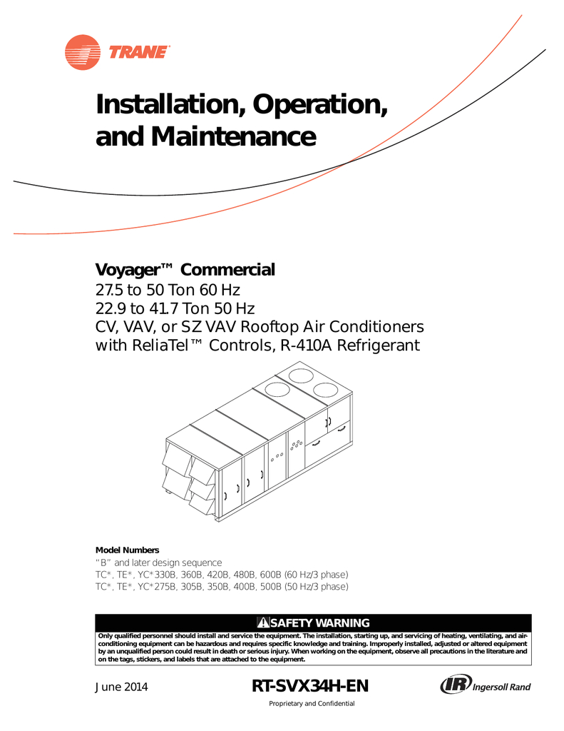 Trane Rooftop Unit Wiring Diagram Trane Voyager Commercial 27 5 to 50 tons Installation and Trane Rooftop Unit Wiring Diagram Trane Voyager Commercial 27 5 to 50 tons Installation and