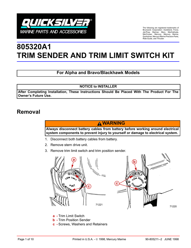 Trim Limit Switch Wiring Diagram 805320a1 Trim Sender and Trim Limit Switch Kit Trim Limit Switch Wiring Diagram 805320a1 Trim Sender and Trim Limit Switch Kit