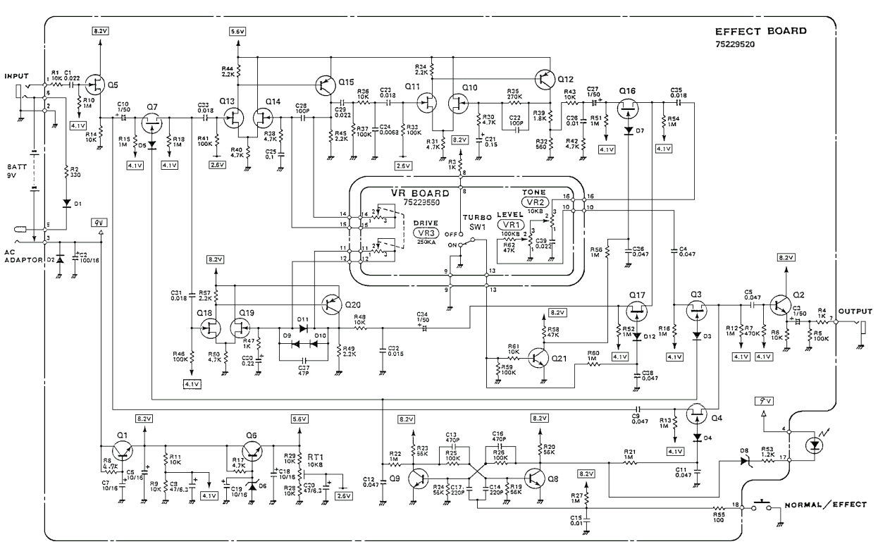 Two Humbucker Wiring Diagram Boss Od 2 Turbo Overdrive Guitar Pedal Schematic Diagram
