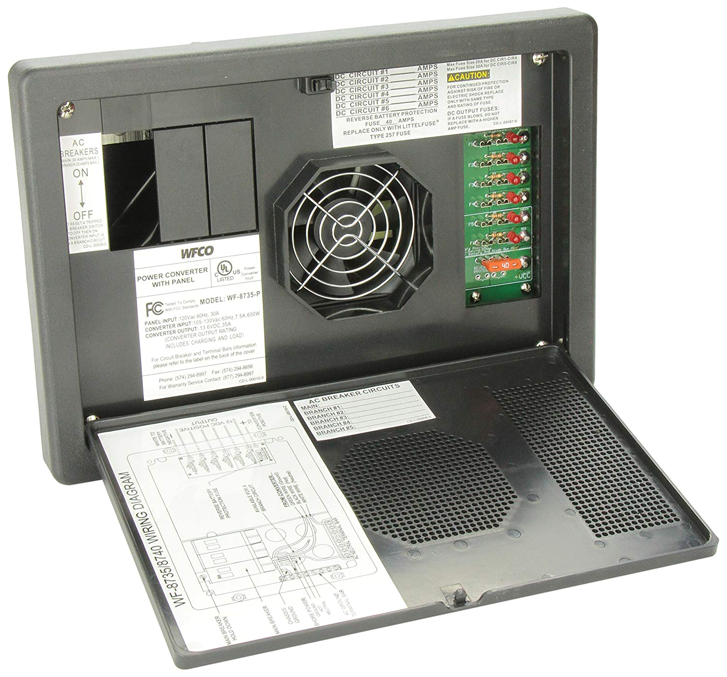 Wfco 8735 Wiring Diagram Amazon Com Wfco Wf 8735 P Black 30 Amp Power Center Automotive
