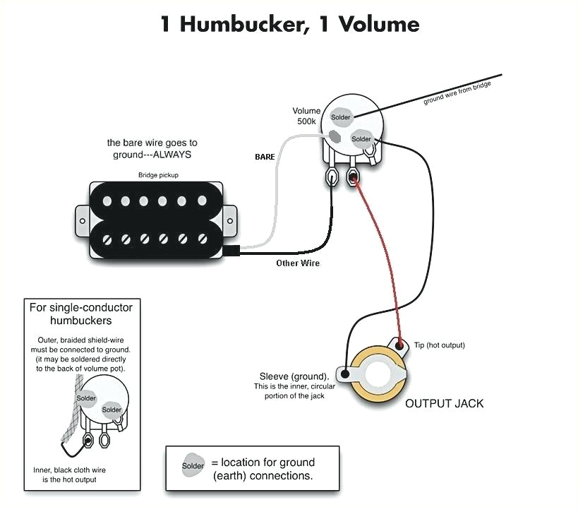 4 Wire Humbucker Wiring Diagram Box Guitar Three String Pickup Wiring for Single Pickup and Volume 4 Wire Humbucker Wiring Diagram Box Guitar Three String Pickup Wiring for Single Pickup and Volume