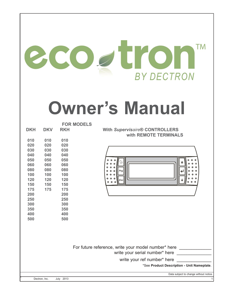 Dectron Wiring Diagram Owner S Manual Dectron International Inc Manualzz Com