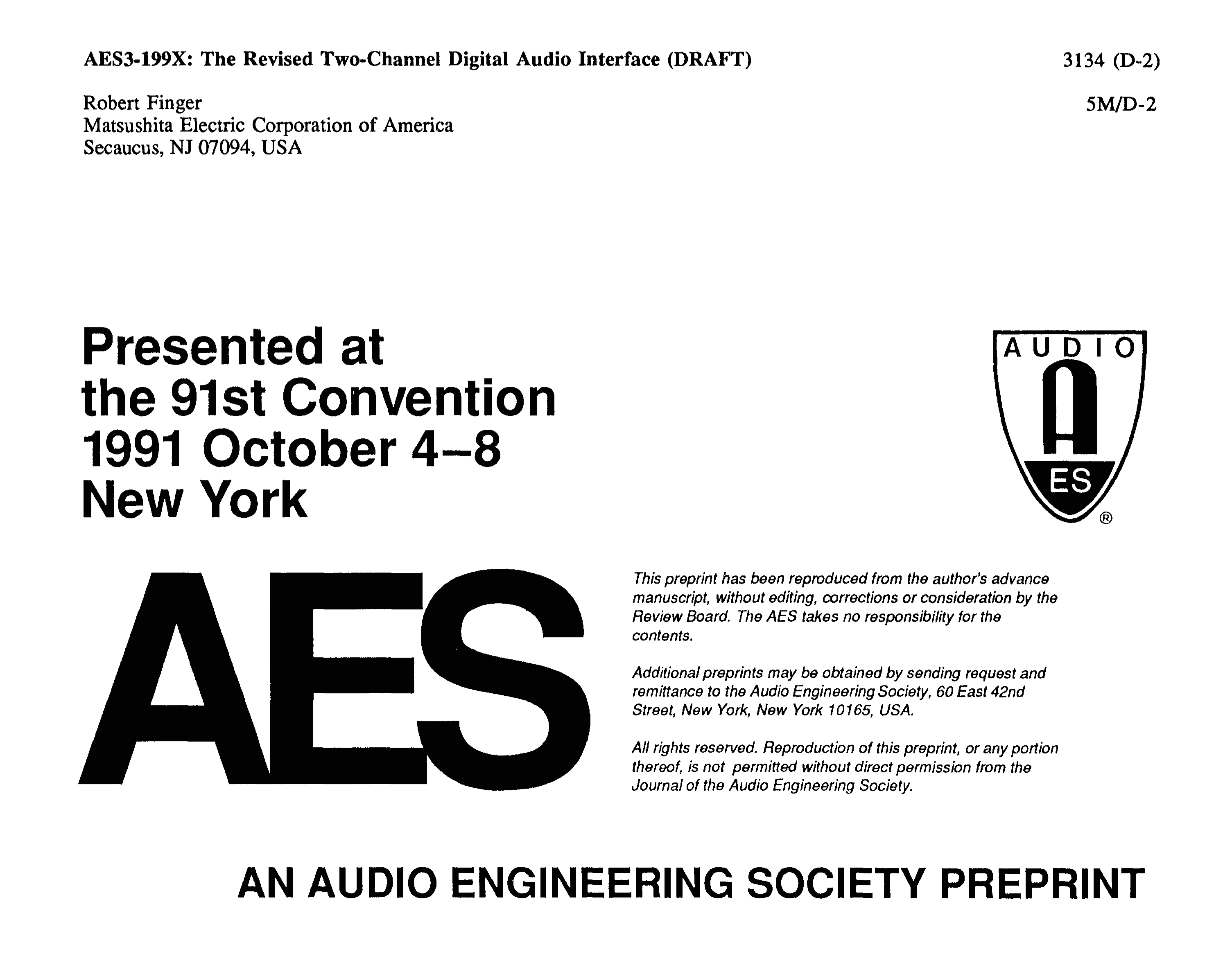 Digitax F2 Wiring Diagram Aes E Library A Aes3 199x the Revised Two Channel Digital Audio