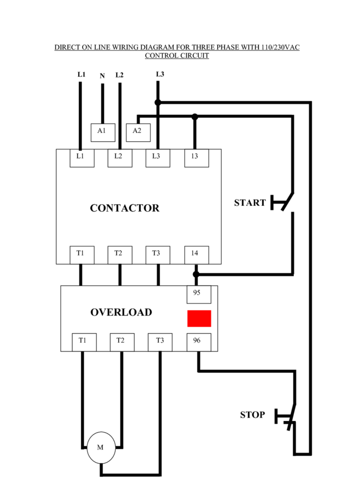 Direct Online Starter Wiring Diagram Three Phase Dol Starter Wiring Diagram Component Single Motor